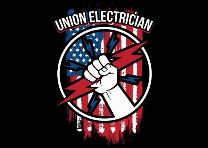 Labor Greeting Card featuring the digital art IBEW Union Electrician Gift for Electrical Workers and American Labor Unions #2 by Martin Hicks