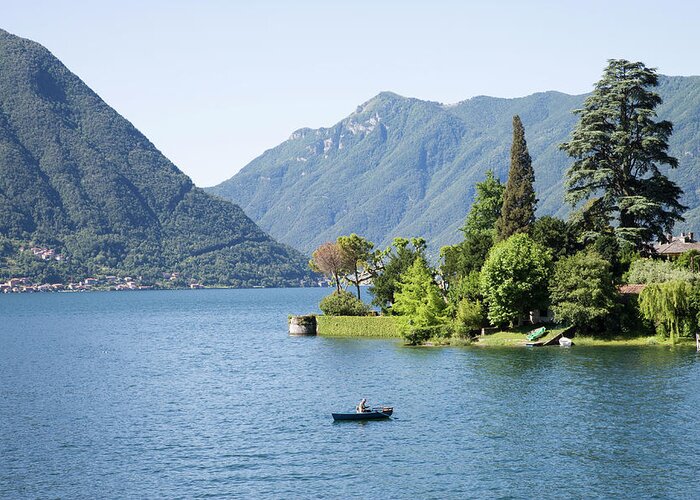 Scenics Greeting Card featuring the photograph Italy, Lombardy, Lake Como, Ossuccio #1 by Buena Vista Images