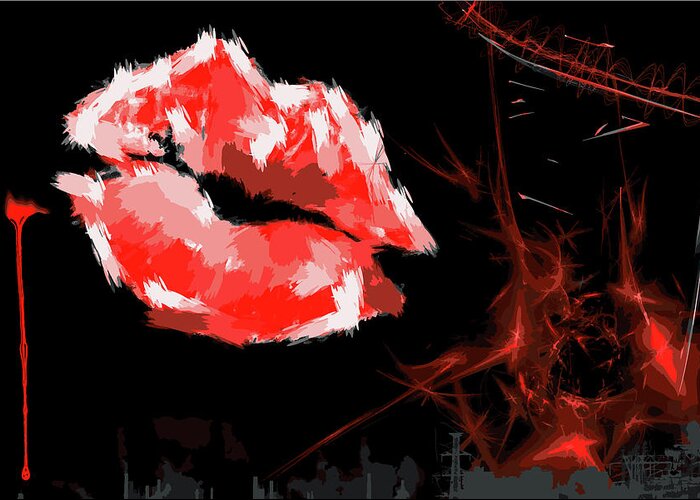 Art Greeting Card featuring the digital art Kiss Of Fire /Wallpaper/Illustration by Aleksandrs Drozdovs