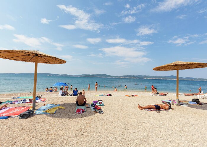 Outdoors Greeting Card featuring the photograph Kolovare Beach In Zadar, Croatia #1 by Marcos Welsh