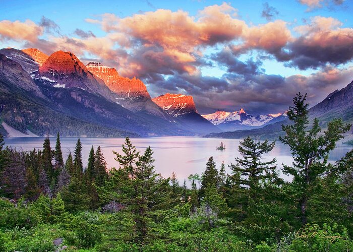 Glacier National Park Greeting Card featuring the photograph Lake Mary Morning #1 by Dan McGeorge