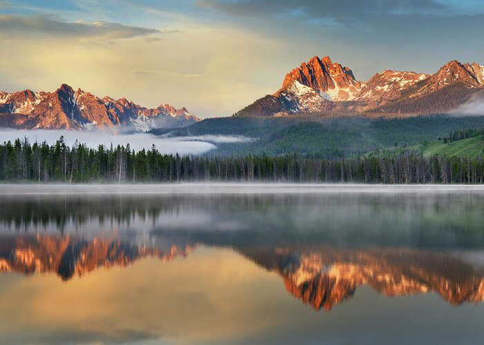 Scenics Greeting Card featuring the photograph Little Redfish Lake, Sawtooth Mountains by Alan Majchrowicz