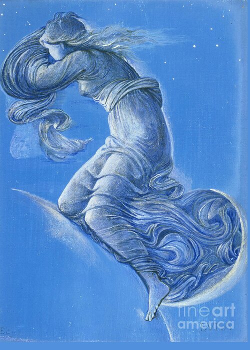 19th Century Greeting Card featuring the painting Luna by Edward Burne-Jones