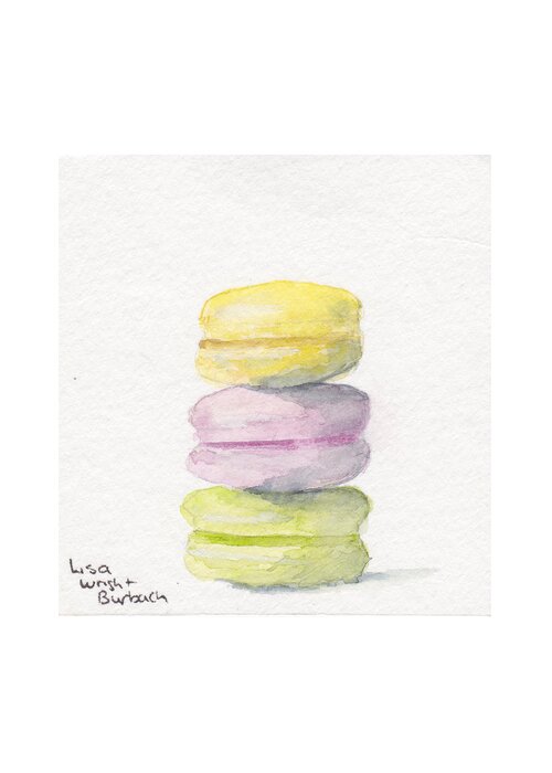 Macaron Greeting Card featuring the painting Macaron #1 by Lisa Burbach