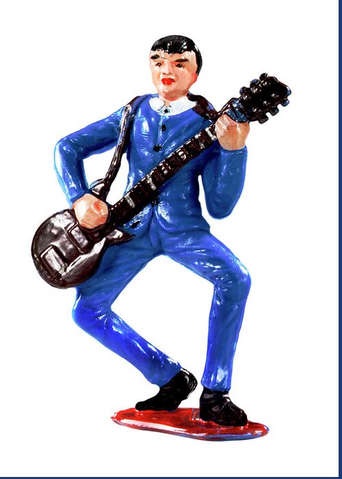 Adult Greeting Card featuring the drawing Man in Blue Suit Playing Guitar #1 by CSA Images