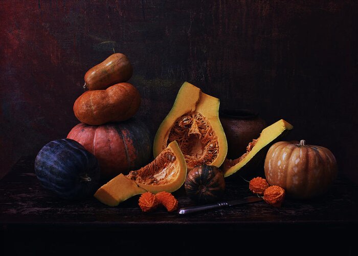 Fruit Greeting Card featuring the photograph Many Pumpkins #1 by Ustinagreen