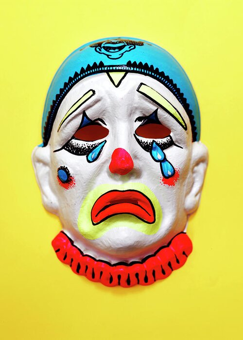 Campy Greeting Card featuring the drawing Mask of a Sad Clown #1 by CSA Images