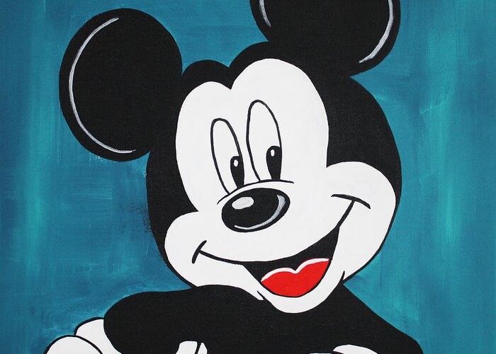 Mickey Mouse Painting Greeting Card featuring the painting MICKEY MOUSE Blue by Kathleen Artist PRO