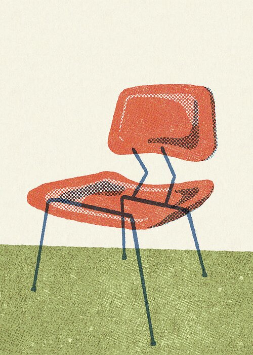Campy Greeting Card featuring the drawing Mid Century Modern Armchair #1 by CSA Images