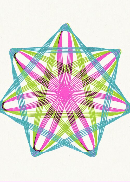 Accent Ornament Greeting Card featuring the drawing Multicolor Snowflake Line Drawing #1 by CSA Images