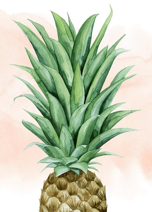 Coastal Greeting Card featuring the painting Pineapple On Coral II #1 by Grace Popp