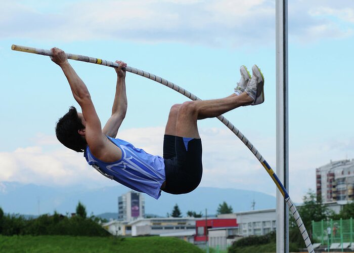 People Greeting Card featuring the photograph Pole Vault #1 by Technotr