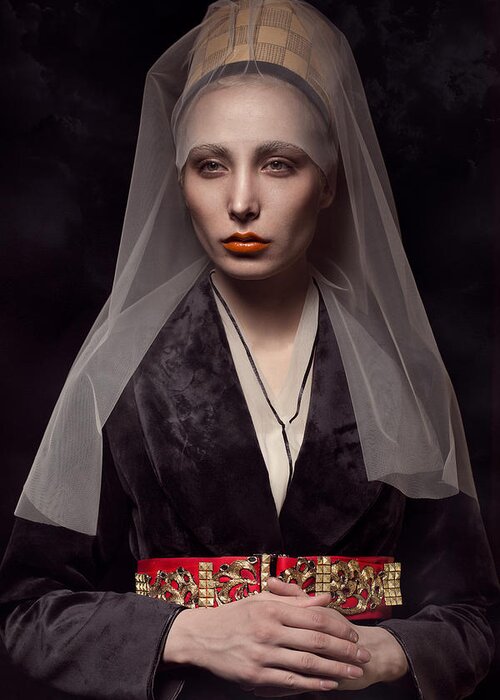 Portrait Greeting Card featuring the photograph Portrait Of A Lady #1 by Peyman Naderi