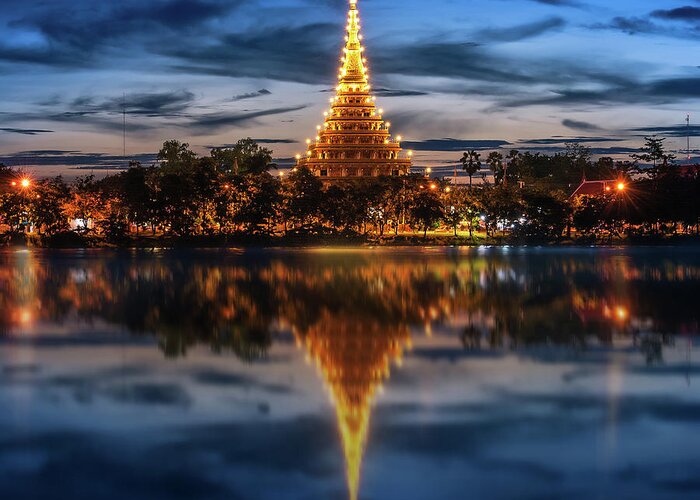Tranquility Greeting Card featuring the photograph Reflection #1 by Kwanchai k Photograph