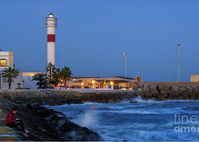 Lighthouse Greeting Card featuring the photograph Rota Lighthouse Cadiz Spain #1 by Pablo Avanzini