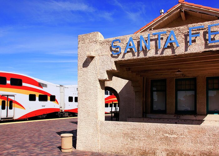 Santa Fe Greeting Card featuring the photograph Santa Fe Railway Station #1 by Chris Smith