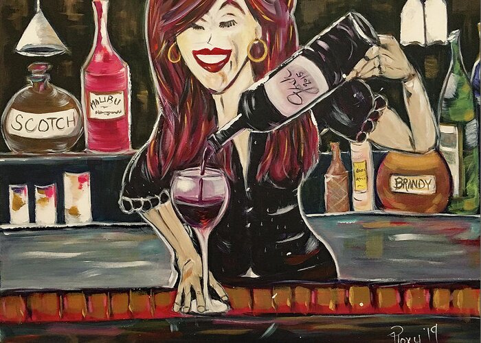 Bartender Greeting Card featuring the painting Sassy Notes featuring Dana Doom by Roxy Rich