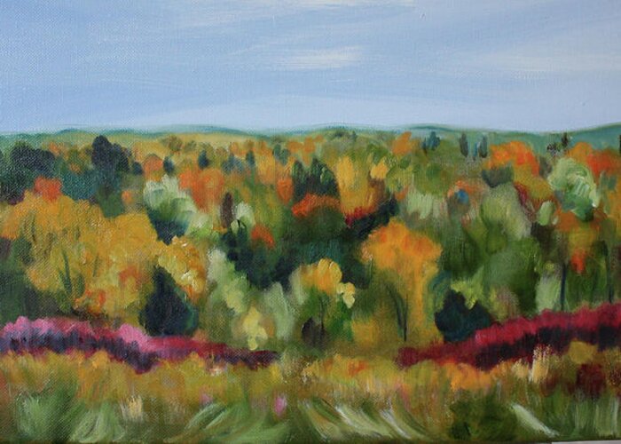 Art Greeting Card featuring the painting Short Hills Fall #1 by Sarah Lynch