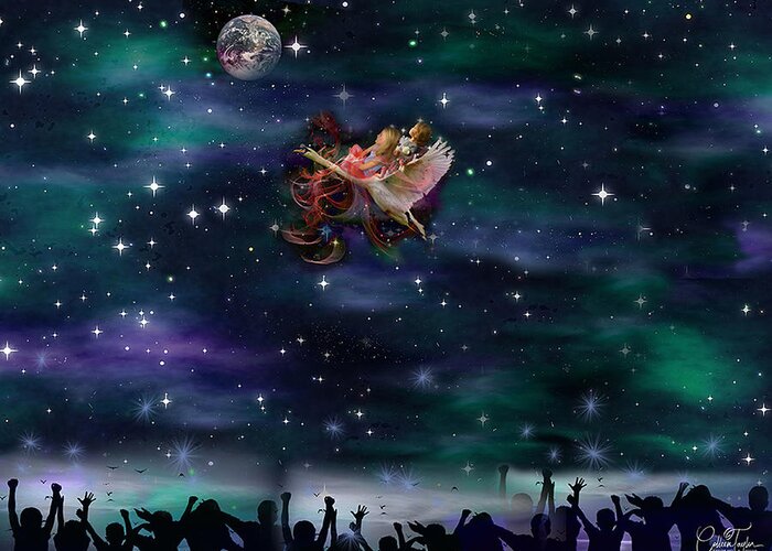 Children Greeting Card featuring the mixed media Soaring Through the Galaxy by Colleen Taylor