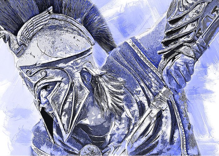 Spartan Warrior Greeting Card featuring the painting Spartan Hoplite - 50 #1 by AM FineArtPrints
