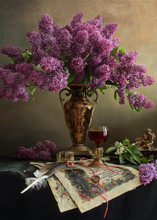 Flowers Greeting Card featuring the photograph Still Life With Flowers by Andrey Morozov