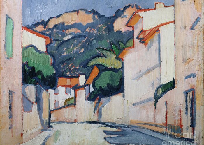 France Greeting Card featuring the painting Streetscene, Cassis, C.1913 by Samuel John Peploe