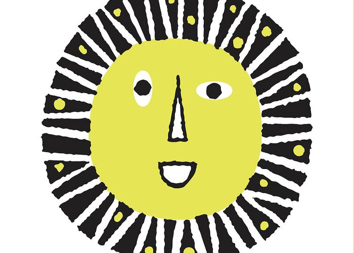 Bright Greeting Card featuring the drawing Sun with a Face #1 by CSA Images