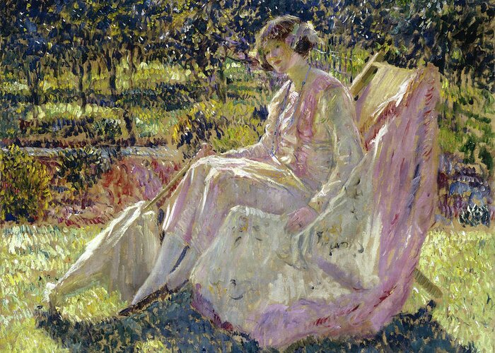 America Greeting Card featuring the painting Sunbath #1 by Frederick Carl Frieseke