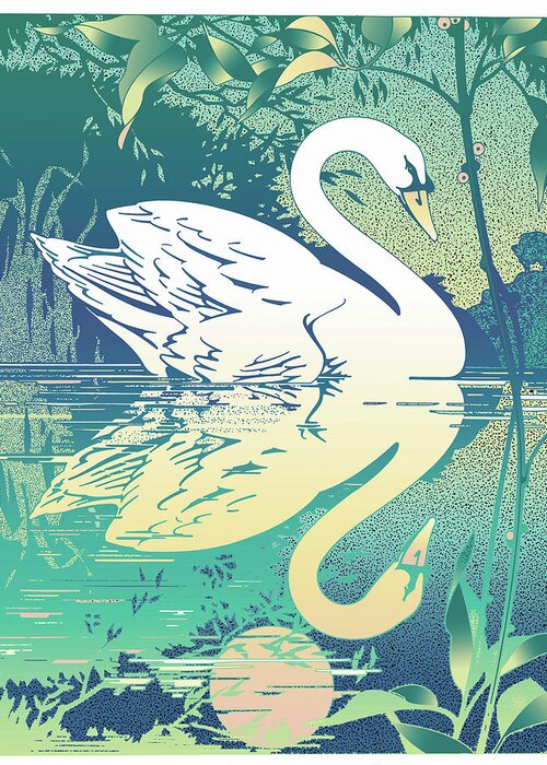 Swan Greeting Card featuring the digital art Swan #1 by David Chestnutt