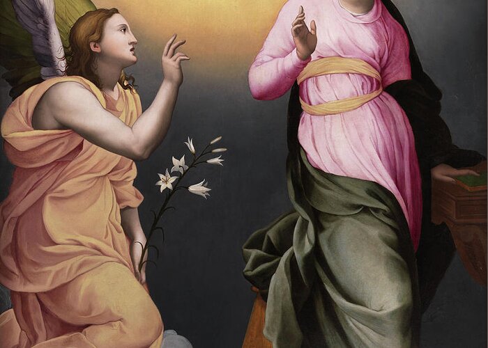 Bronzino Greeting Card featuring the painting The Annunciation #1 by Bronzino