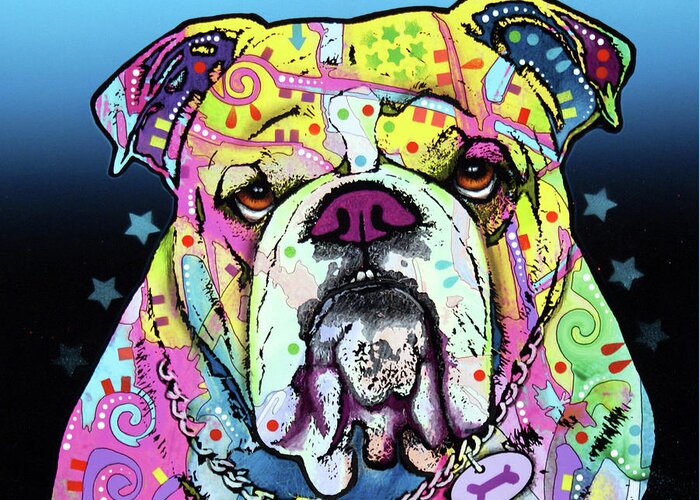 The Bulldog Greeting Card featuring the mixed media The Bulldog #1 by Dean Russo