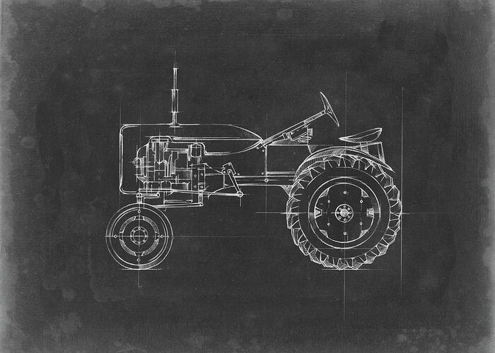 Transportation Greeting Card featuring the painting Tractor Blueprint IIi #1 by Ethan Harper