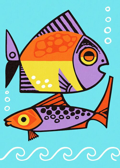 Animal Greeting Card featuring the drawing Two Tropical Fish #1 by CSA Images