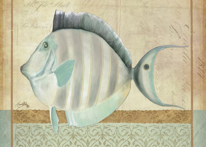 Vintage Greeting Card featuring the digital art Vintage Fish IIi #1 by Elizabeth Medley