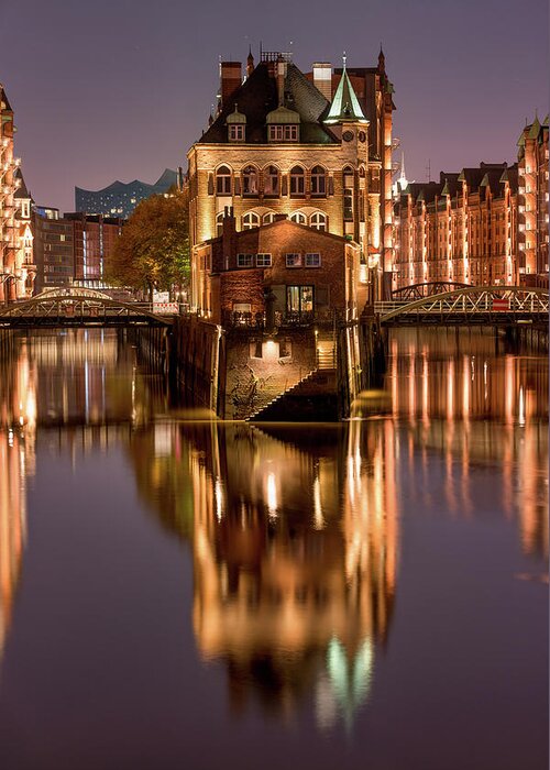 Hamburg Greeting Card featuring the photograph Wasserschloss, Speicherstadt, Hamburg #1 by Jenco Van Zalk