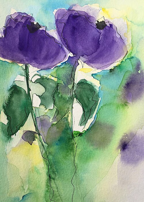 Watercolor Purple Flowers Greeting Card for Sale by Britta Zehm