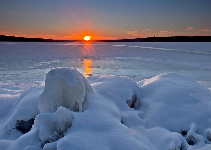 Alleghenies Greeting Card featuring the photograph Winter Sunset On Frozen Lake #1 by Michael Gadomski