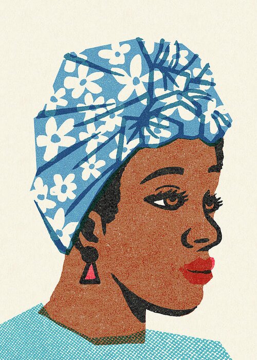 Accessories Greeting Card featuring the drawing Woman Wearing a Head Scarf #1 by CSA Images