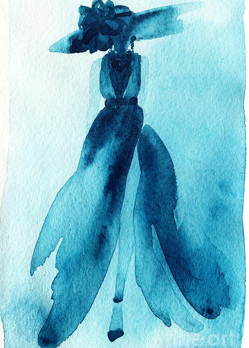 Studio Greeting Card featuring the digital art Woman With Elegant Dress abstract by Anna Ismagilova