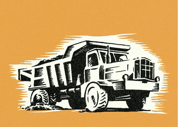 Automotive Greeting Card featuring the drawing Hauling truck #11 by CSA Images