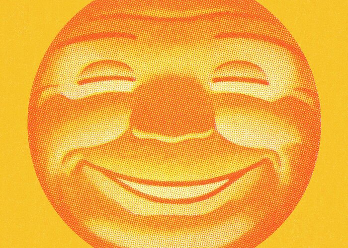 Campy Greeting Card featuring the drawing Smiling Sun #11 by CSA Images