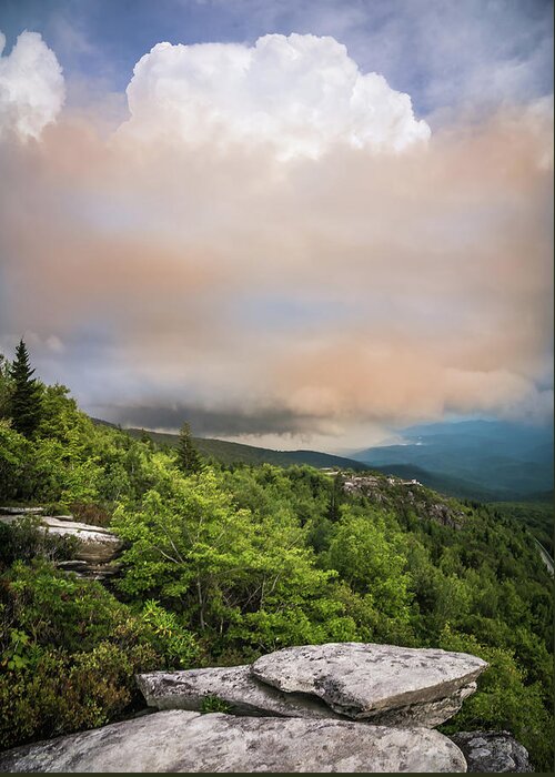 Light Greeting Card featuring the photograph Rough Ridge Overlook Viewing Area Off Blue Ridge Parkway Scenery #12 by Alex Grichenko