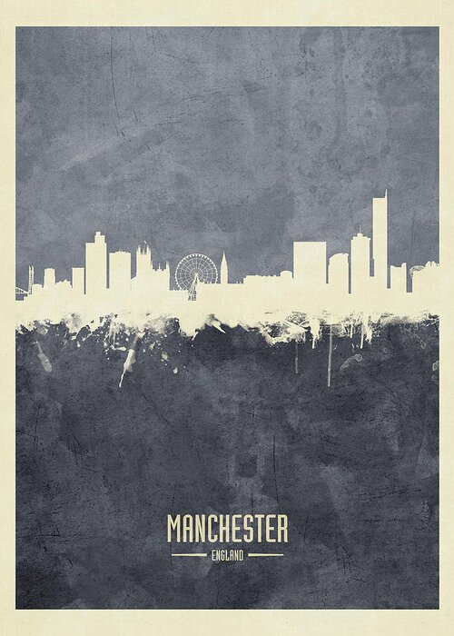 Manchester Greeting Card featuring the digital art Manchester England Skyline #13 by Michael Tompsett
