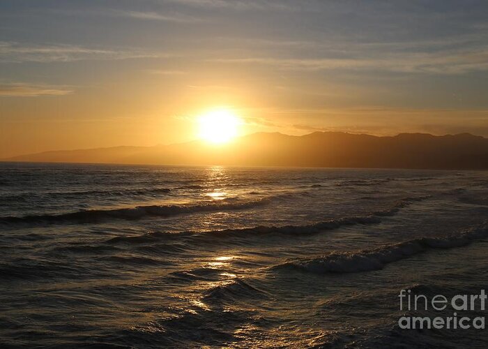 Sunset Greeting Card featuring the photograph Pacific Sunset , Santa Monica, California #13 by John Shiron