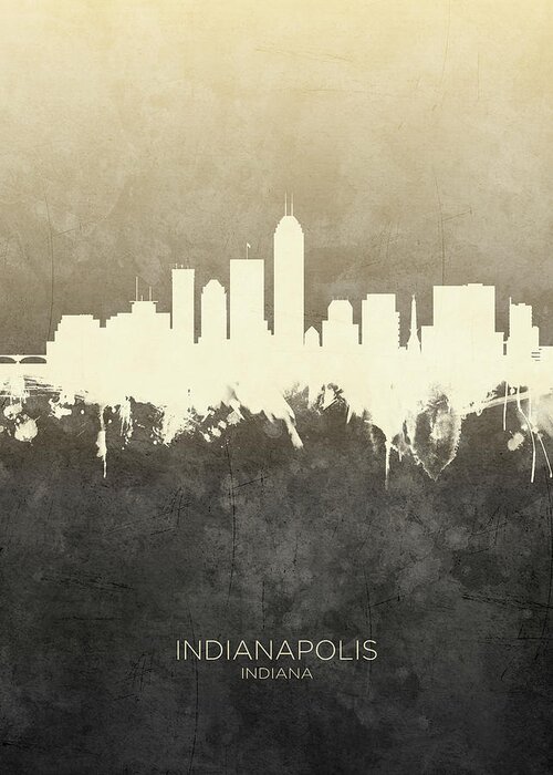 Indianapolis Greeting Card featuring the digital art Indianapolis Indiana Skyline #15 by Michael Tompsett