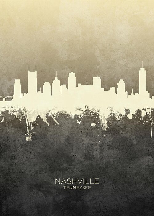 Nashville Greeting Card featuring the digital art Nashville Tennessee Skyline #16 by Michael Tompsett