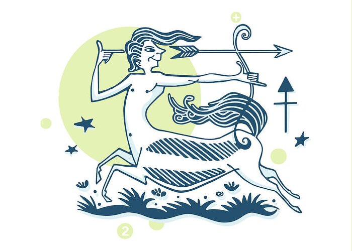 Archer Greeting Card featuring the drawing Sagittarius #16 by CSA Images