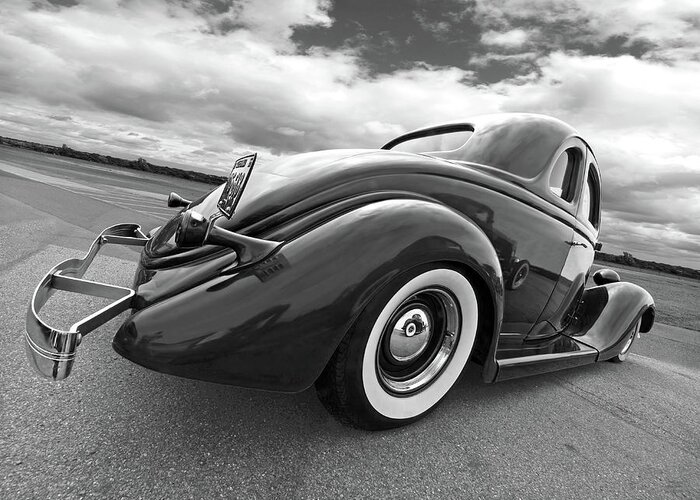 Hotrod Greeting Card featuring the photograph 1935 Ford Coupe in Black and White by Gill Billington