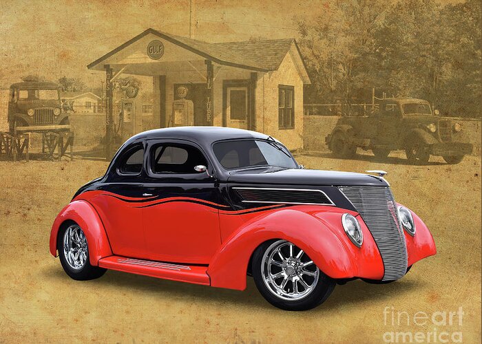 1937 Greeting Card featuring the photograph 1937 Ford Coupe Street Rod by Ron Long