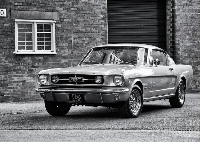 Ford Greeting Card featuring the photograph 1965 Ford Mustang Monochrome by Tim Gainey